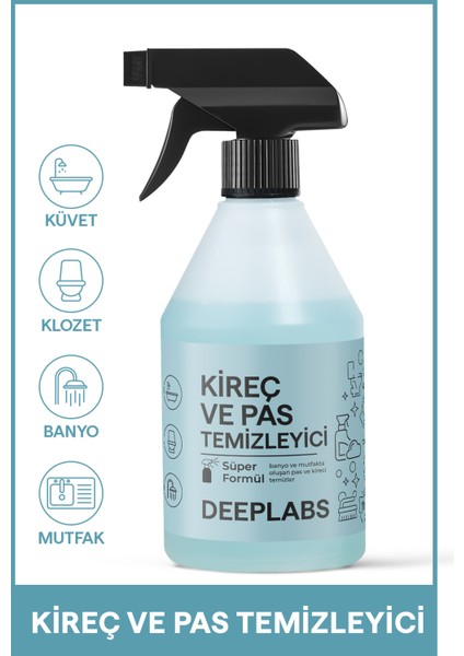 Ultra Güçlü, Banyo, Mutfak Inatçı Pas ve Kireç Temizleyici Anında Etkili Formül 500 ml