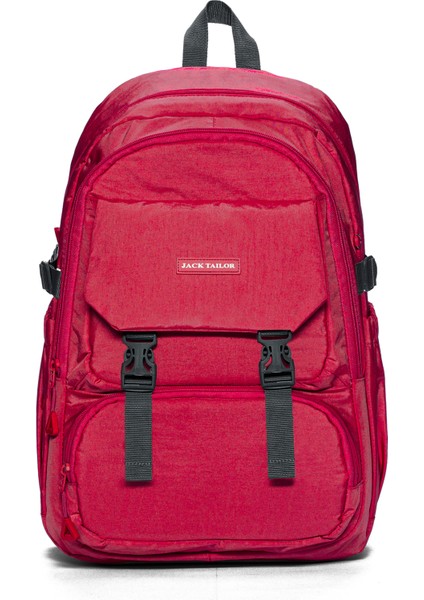 Tablet ve Laptop Bölmeli Çok Cepli Su Geçirmez Okul Çantası Lise ve Ortaokul JT60030 Fuşya
