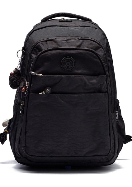 Çok Cepli Su Geçirmez Krınkıl Kumaş Günlük ve Okul Sırt Çantası MYP8610 Siyah