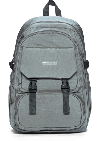 Tablet ve Laptop Bölmeli Çok Cepli Su Geçirmez Okul Çantası Lise ve Ortaokul JT60030 Gri