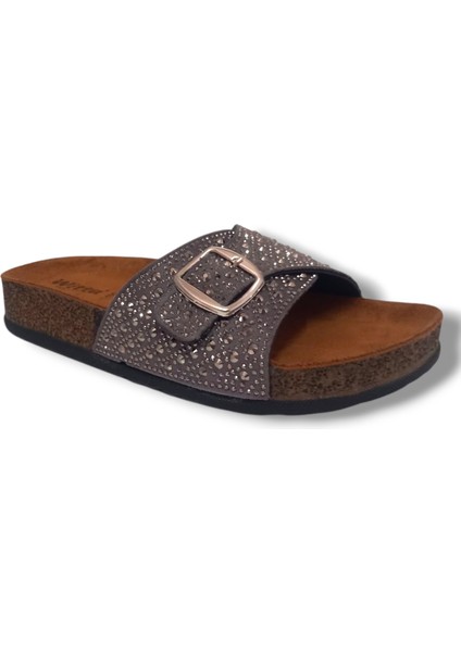 55404-25 Anatomik Tek Bant Taşlı Kadın Terlik