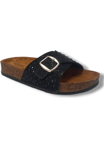 55404-25 Anatomik Tek Bant Taşlı Kadın Terlik