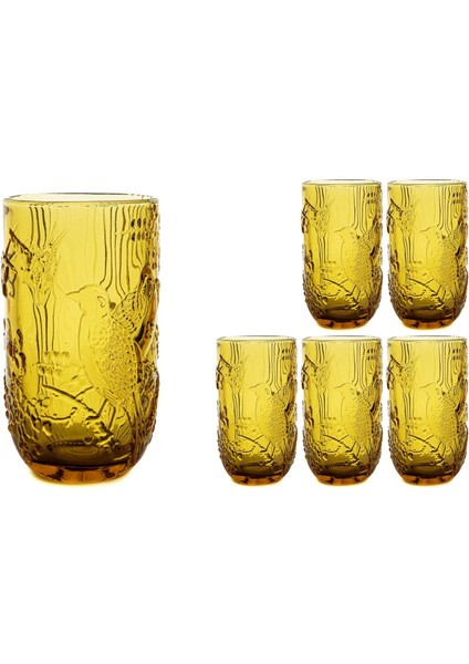 Amber Kuş Dekorlu 6'lı Meşrubat Bardağı 8x14cm