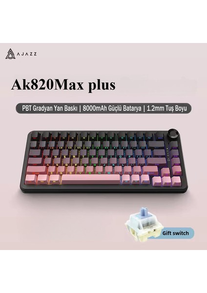 AK820 Max Plus-Hot-Swap-Dinamik Rgb Mekanik Oyun Klavyesi Mute Switch-Tft Ekran