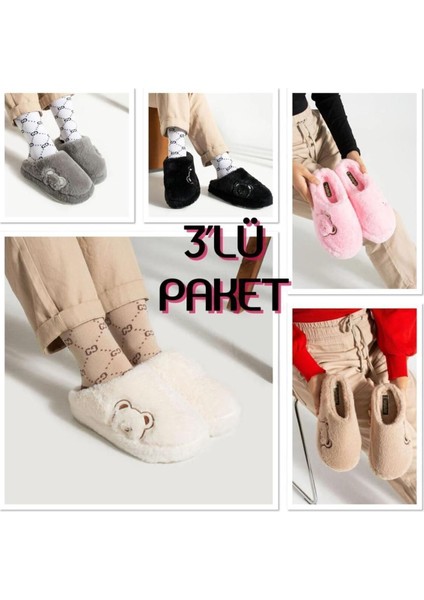 3'lü Paket Terlik Ev Terliği Çeyiz Bohça Seti