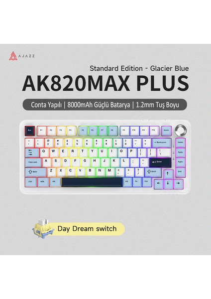 AK820 Max Plus-Hot-Swap-Dinamik Rgb Mekanik Oyun Klavyesi Mute Switch-Tft Ekran