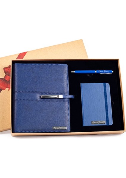 Kişiye Isme Özel Hediye Organizer Sonsuz Ajanda Kalem ve Not Defteri Seti Kutulu