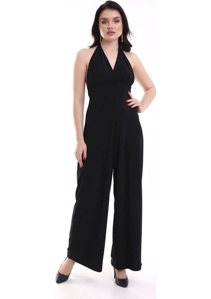 Kadın V Yakasırt Dekolteli Geniş Paça Sandy Kumaş Fırsat Ürün Tulum modelleri