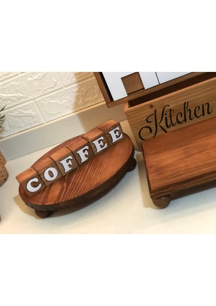 Ahşap Coffee Küp Obje