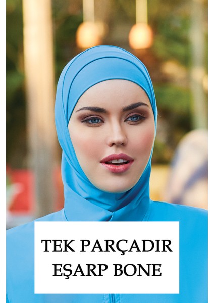 Yüzücü Eşarp Havuz Deniz Eşarp Rbe-01 Mavi