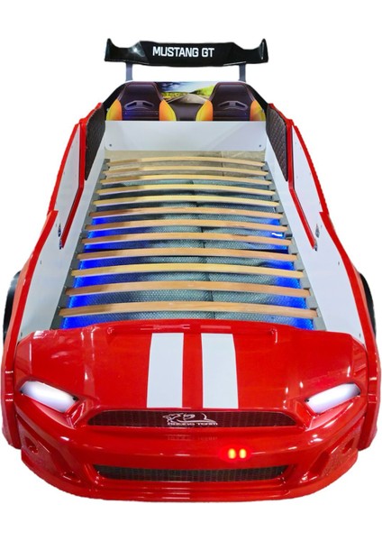 Kırmızı Arabalı Yatak Kapıları Açılan Mustang Gt Full Ledli Rüzgarlıklı
