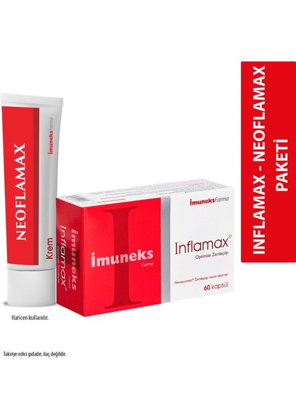 Inflamax® Optimize Zerdeçöp Takviye Edici Gıda & Neoflamax Masaj Kremi 50 ml 2’li Set