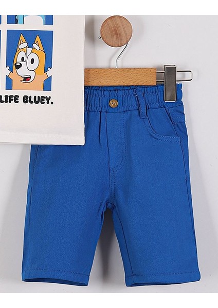 Erkek Çocuk For Real Life Bluey Baskılı Tişört Şort 2'li Takım