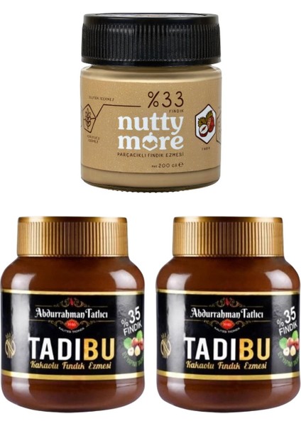 Abdurrahman Tatlıcı Tadıbu 330 gr x 2 Adet & Nutty More %33 Fındık Parçacıklı Fındık Ezmesi 200 gr