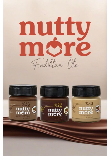 Abdurrahman Tatlıcı Parçacıklı Fındık Ezmesi 330 gr & Nutty More %33 Fındık Parçacıklı Kakaolu Fındık Ezmesi ve %22 Kakaolu Fındık Ezmesi 200 gr x 2 Adet