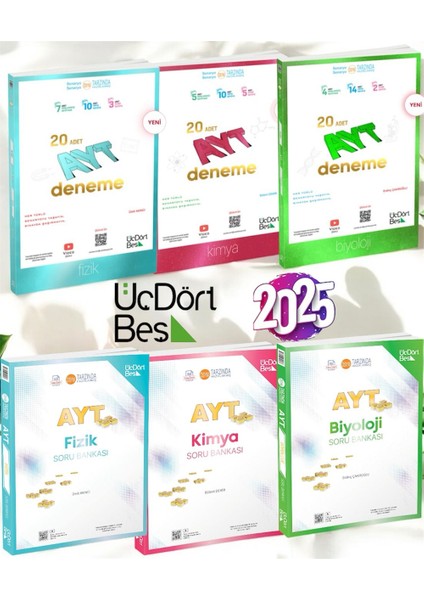 345-2025 Ayt Fizik-Kimya-Biyoloji Deneme Seti ve 2025 Ayt Fizik Kimya Biyololoji Soru Bankası