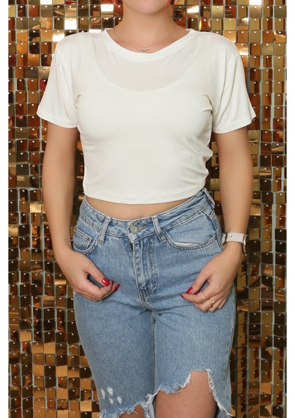 Kadın Esnek Crop Body Dvn
