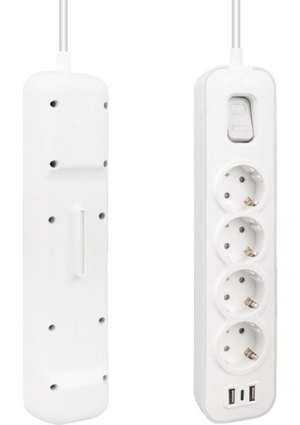 Akım Korumalı Grup Priz 4 Lü Priz + 2 USB + 1 Type-C, Anahtarlı, 1.5 Metre, Çocuk Korumalı