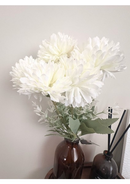 Yapay Çiçek Top Krizantem 7li Mini Kartopu Demeti 30 cm Beyaz fiyatları