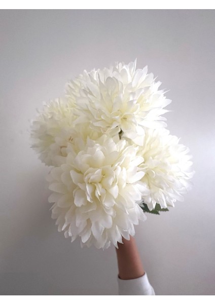 Yapay Çiçek Top Krizantem 7li Mini Kartopu Demeti 30 cm Beyaz modelleri