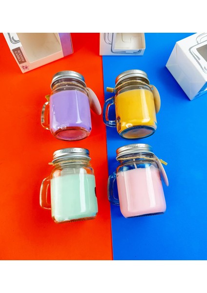 Aromatik Kokulu Kulplu Cam Kavanoz Mum ( Tek Adet ) modelleri