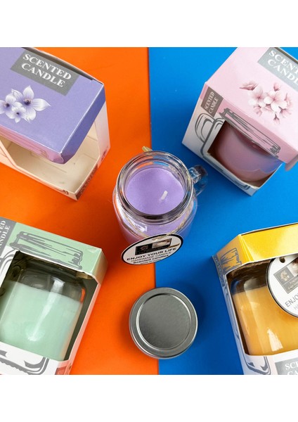 Aromatik Kokulu Kulplu Cam Kavanoz Mum ( Tek Adet ) fırsatları