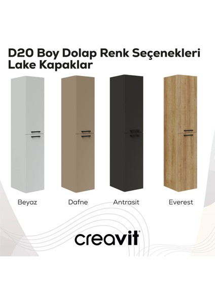 D20 30 cm Sola Açılır Boy Dolabı Everest Melamin Kapak modelleri