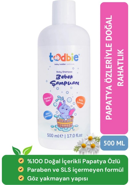 500 ml Bebek Saç & Vücut Şampuanı, Yeni Doğan, Göz Yakmayan,Boyasız,Alkolsüz,Parabensiz,Sles içermeyen