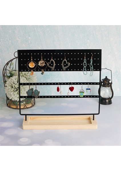 Siyah 69 Delikli Takı Rafı Masaüstü Küpe Yüzük Standı Kolye Ekran Yüzükler (Yurt Dışından) modelleri