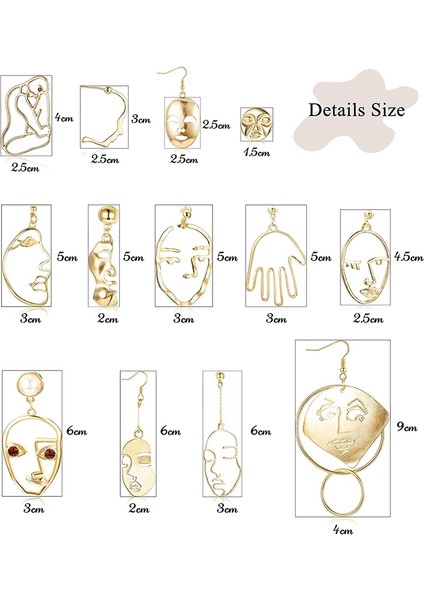 13 Pairs Yüz Bildirimi Küpe Hollow El Şekilli Damla Dangle Set Punk Tarzı Takı-Altın (Yurt Dışından) modelleri