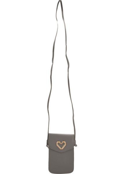 Kızın Omuz Cep Telefonu Çantası Basit Kalp Şeklinde Crossbody Pu Mini Kadın Moda Gri (Yurt Dışından)