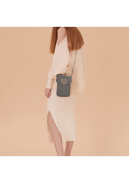 Kızın Omuz Cep Telefonu Çantası Basit Kalp Şeklinde Crossbody Pu Mini Kadın Moda Gri (Yurt Dışından) fiyatları