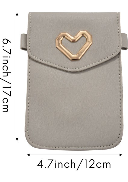 Kızın Omuz Cep Telefonu Çantası Basit Kalp Şeklinde Crossbody Pu Mini Kadın Moda Gri (Yurt Dışından) fırsatları
