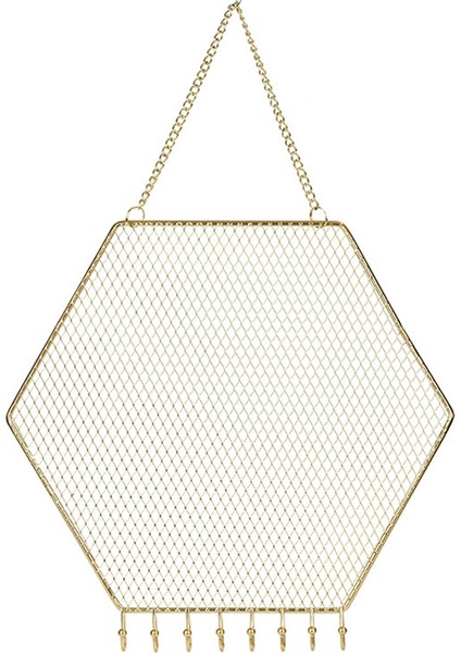 Altın Altıgen Takı Askısı Yatak Odası Duvar Ekran Asılı Küpe Depolama Rafı (Yurt Dışından)