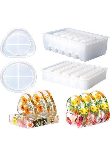 Epoksi Üçgen Yuvarlak Bardak Mat Için 4 Adet Reçine Coaster Kalıp Seti (Yurt Dışından)