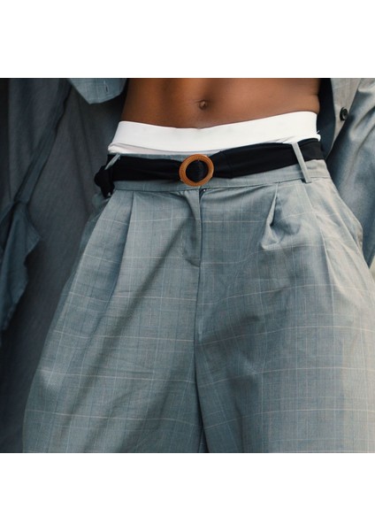 Saman Geniş Kemer Kadın Dokuma Vintage Yuvarlak Ahşap Toka Dekoratif Elbise Gömlek Siyah (Yurt Dışından) fiyatları