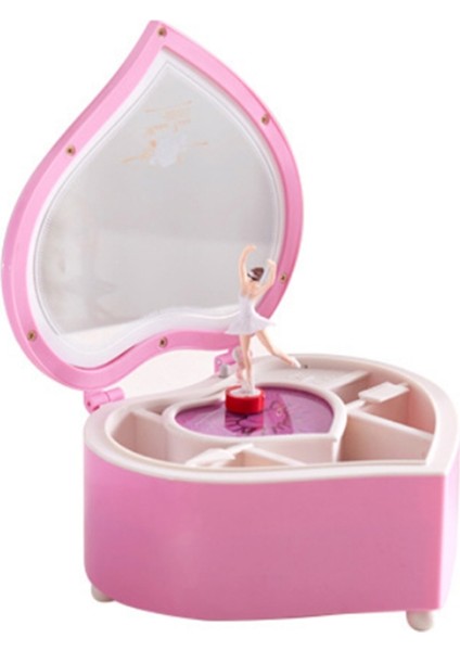 Beyaz Sevgililer Müzik Kutusu Kalp Şekli Dönen Çıkarılabilir Dans Heykelcik Biblo Takı Hediye, Pembe (Yurt Dışından)