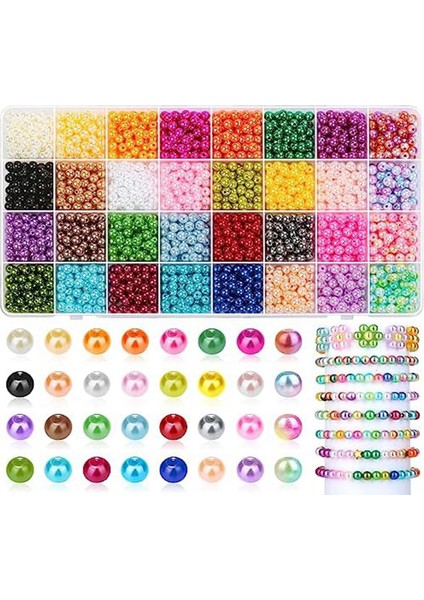 Takı Yapımı Için Inci Boncuk, 32 Renk Yuvarlak Delikli, 1920 Adet 6mm El Yapımı Renkli Gevşek Küçük (Yurt Dışından)
