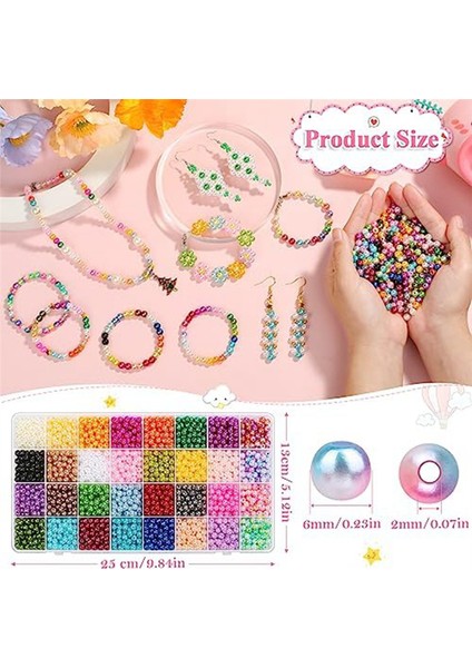 Takı Yapımı Için Inci Boncuk, 32 Renk Yuvarlak Delikli, 1920 Adet 6mm El Yapımı Renkli Gevşek Küçük (Yurt Dışından) fiyatları