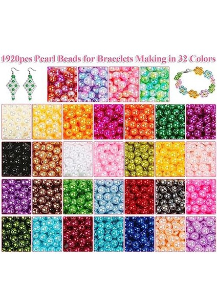 Takı Yapımı Için Inci Boncuk, 32 Renk Yuvarlak Delikli, 1920 Adet 6mm El Yapımı Renkli Gevşek Küçük (Yurt Dışından) modelleri