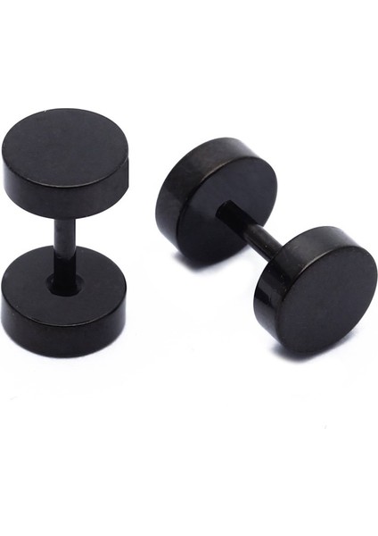 1 Çift Erkek Halter Paslanmaz Çelik Kulak Çıtçıtlı Küpe Siyah 6mm (Yurt Dışından)