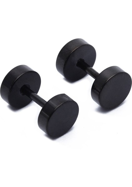 1 Çift Erkek Halter Paslanmaz Çelik Kulak Çıtçıtlı Küpe Siyah 6mm (Yurt Dışından) fiyatları
