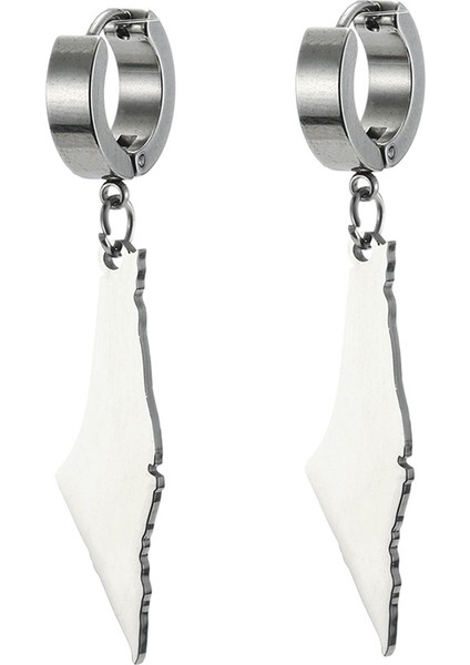 C Gümüş Filistin Haritası Dangle Küpe Kadın Ülke Coğrafya Sarkık Küpe Paslanmaz Takı (Yurt Dışından)