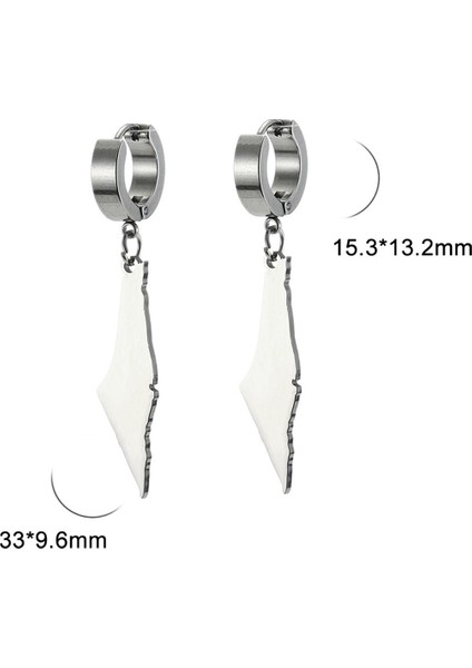 C Gümüş Filistin Haritası Dangle Küpe Kadın Ülke Coğrafya Sarkık Küpe Paslanmaz Takı (Yurt Dışından) modelleri