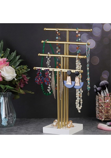 Altın 4 Katlı T-Şekilli Takı Rafı Küpe Saklama Ekran Kolye Kızlar Için Organize Edilecek (Yurt Dışından) modelleri