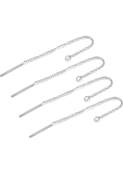 10 Adet Paslanmaz Çelik Renk Uzun Zincir Damla Etiket Dangle Küpe Kulak Hattı Diy Takı Yapımı Için (Yurt Dışından)