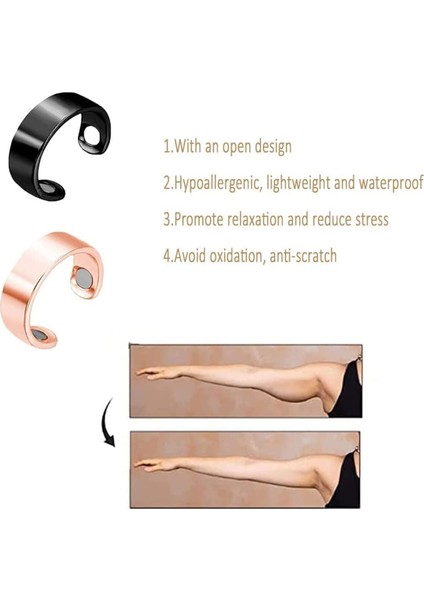 4'lü Paket Lenf Drenaj Terapisi Manyetik Halkalar, Ayarlanabilir Halka Unisex (Yurt Dışından) modelleri