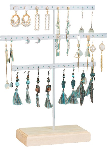 Beyaz 3 Katmanlı Basit Küpe Depolama Raf Standı Takı Ekran Küpe Kolye Yüzük (Yurt Dışından)