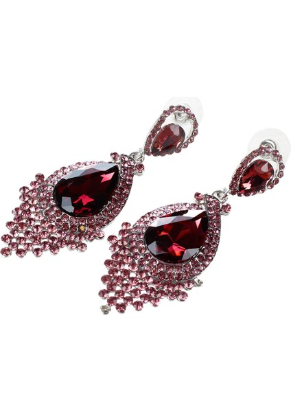 Moda Kadın Düğün Takı Avusturyalı Kristal Uzun Damla Büyük Gelin Küpe Kadınlar Için Büyük Kırmızı 1 # (Yurt Dışından) fiyatları