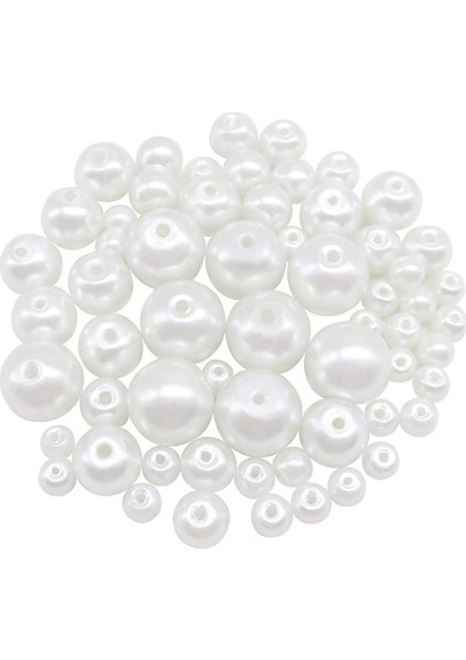 370 Boncuk Beyaz Inci Delikli 4,6,8,10MM Takı Yapımı Vazo Dolum ve Ev Dekorasyonu Için Kombinasyon (Yurt Dışından)